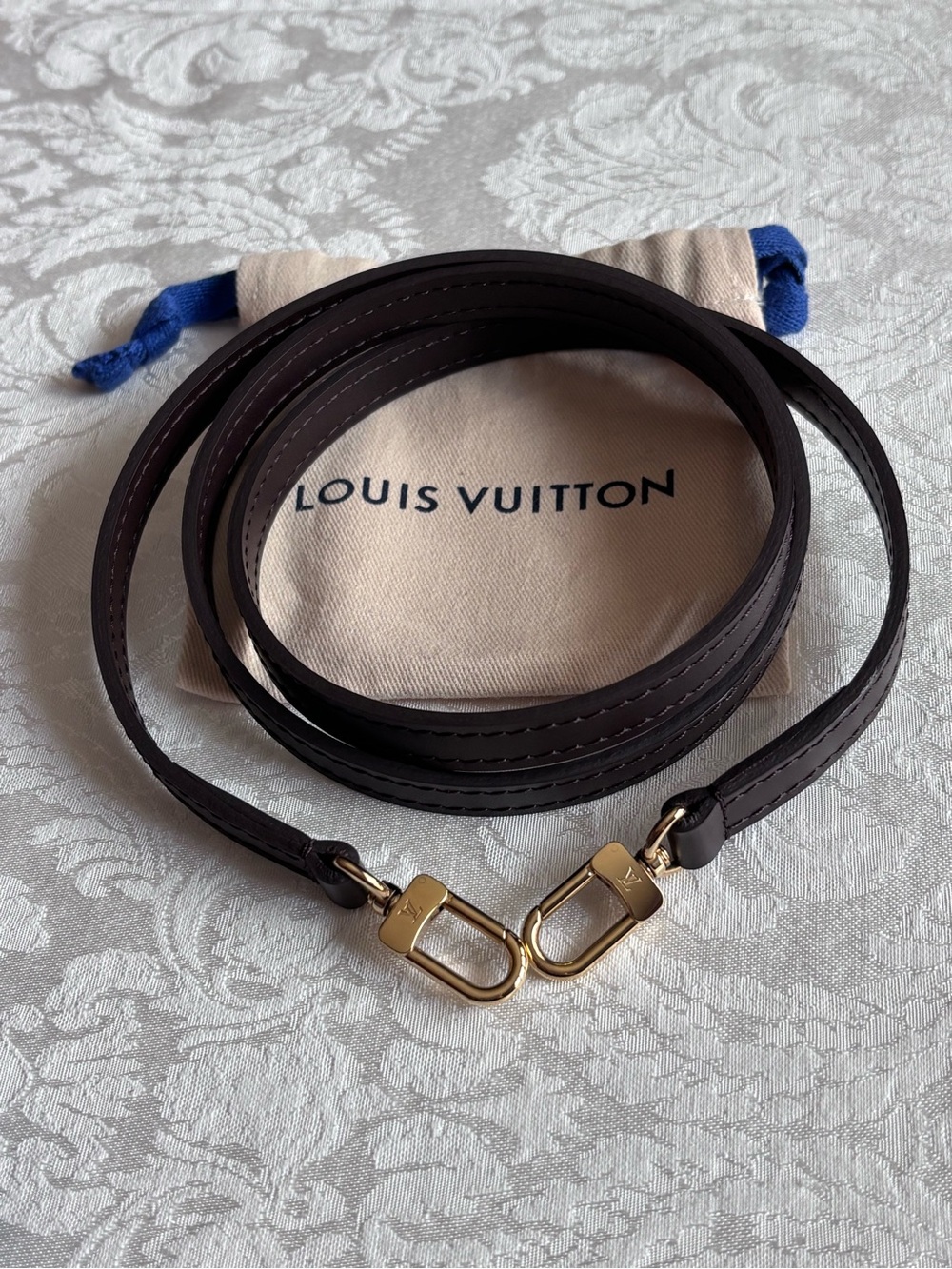 Authentic Louis Vuitton Non Adjustable Ebene Leather Crossbody Strap